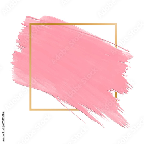 Vector frame with pink paint brush stroke. Design element for text or logo.
