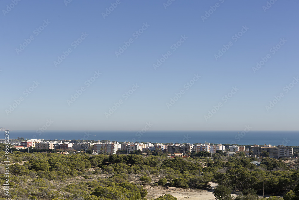 Skyline of the town of La Marina in the municipality of Elche, province of Alicante