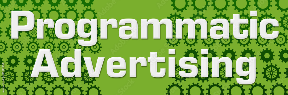 Fototapeta premium Programmatic Advertising Green Gears Horizontal 