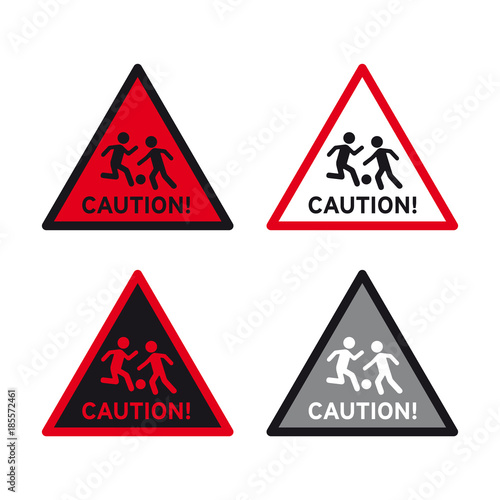 Caution children at play traffic sign set