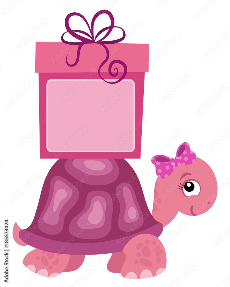 Pink turtle with gift Pink turtle with gift