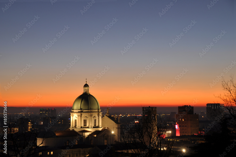 Panoramic view of the city of Brescia with the light of the sunset - Lombardy - Italy 001