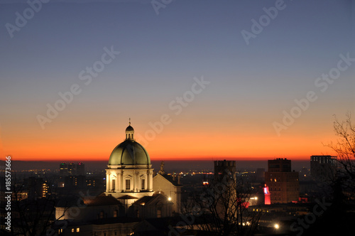 Panoramic view of the city of Brescia with the light of the sunset - Lombardy - Italy 001