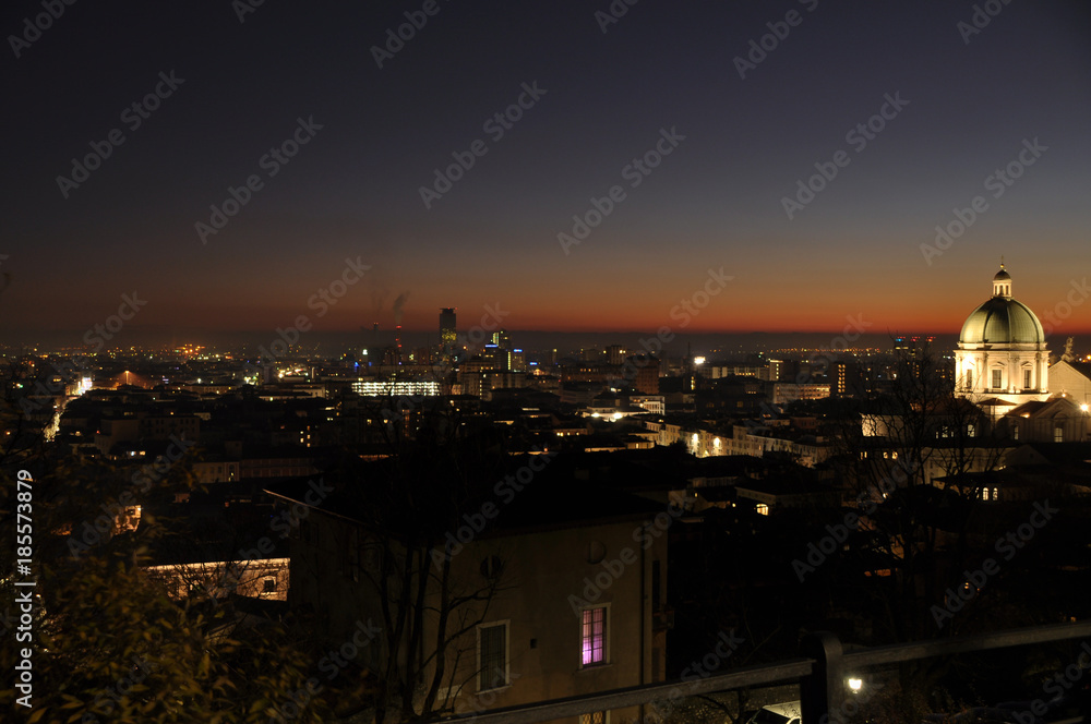 Panoramic view of the city of Brescia with the light of the sunset - Lombardy - Italy 0014