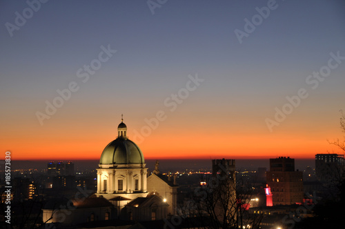 Panoramic view of the city of Brescia with the light of the sunset - Lombardy - Italy 0012