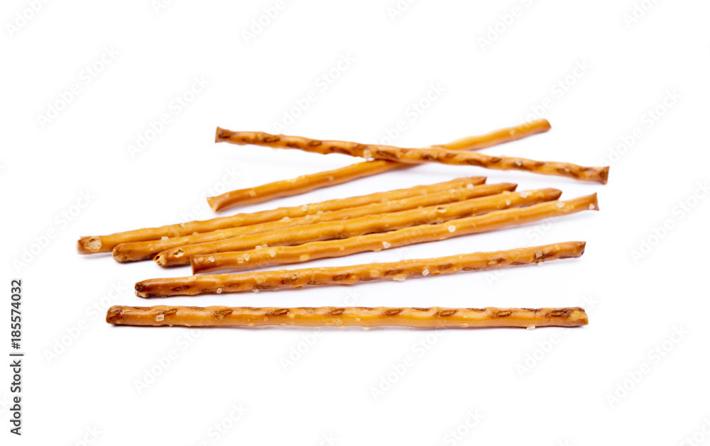 Salty cracker pretzel sticks isolated on white background Salty cracker pretzel sticks isolated on white background