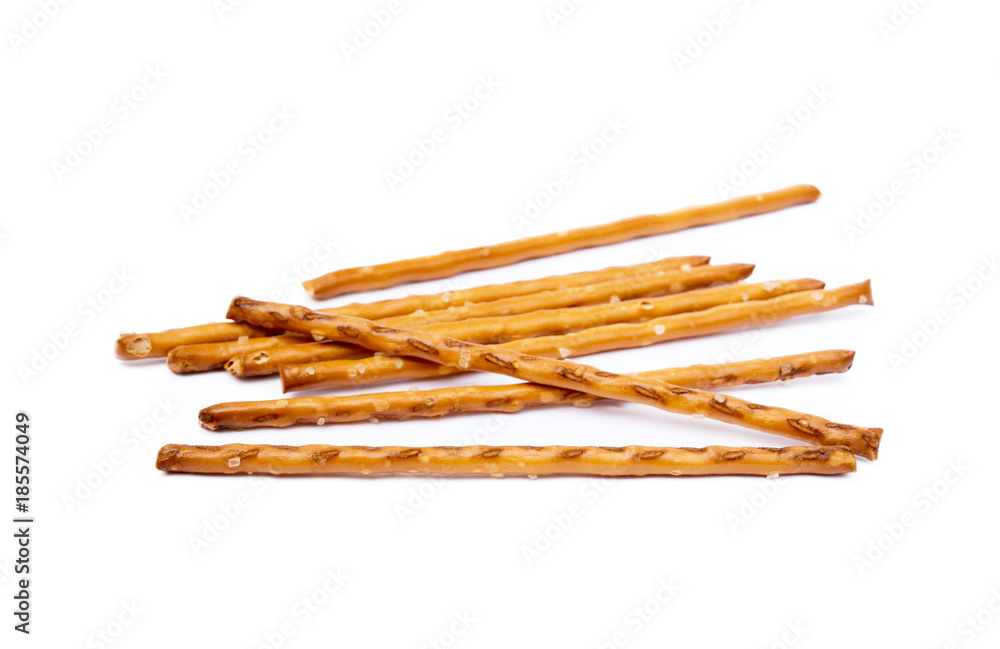 Salty cracker pretzel sticks isolated on white background Salty cracker pretzel sticks isolated on white background