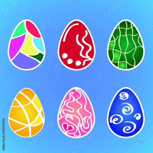 Flat vector: a set of patterns of multi-colored Easter patterns for eggs. Procurement for the celebration of the Holy Pascha.