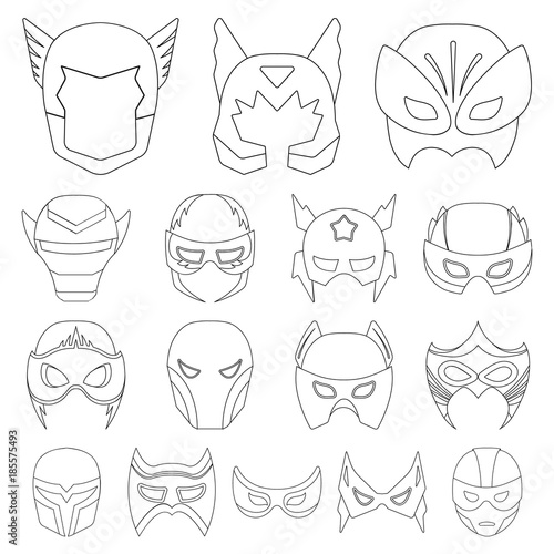 Carnival mask outline icons in set collection for design.Mask on the eyes and face vector symbol stock web illustration.