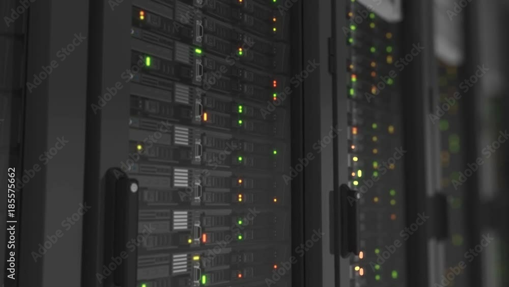 Flashing Lights on Working Servers Close-up in Modern Data Center. Cloud Computing Data Storage. Heavy 3d Rendering. Looped 3d animation. 4k Ultra HD 3840x2160. Flashing Lights on Working Servers Close-up in Modern Data Center. Cloud Computing Data Storage. Heavy 3d Rendering. Looped 3d animation. 4k Ultra HD 3840x2160.