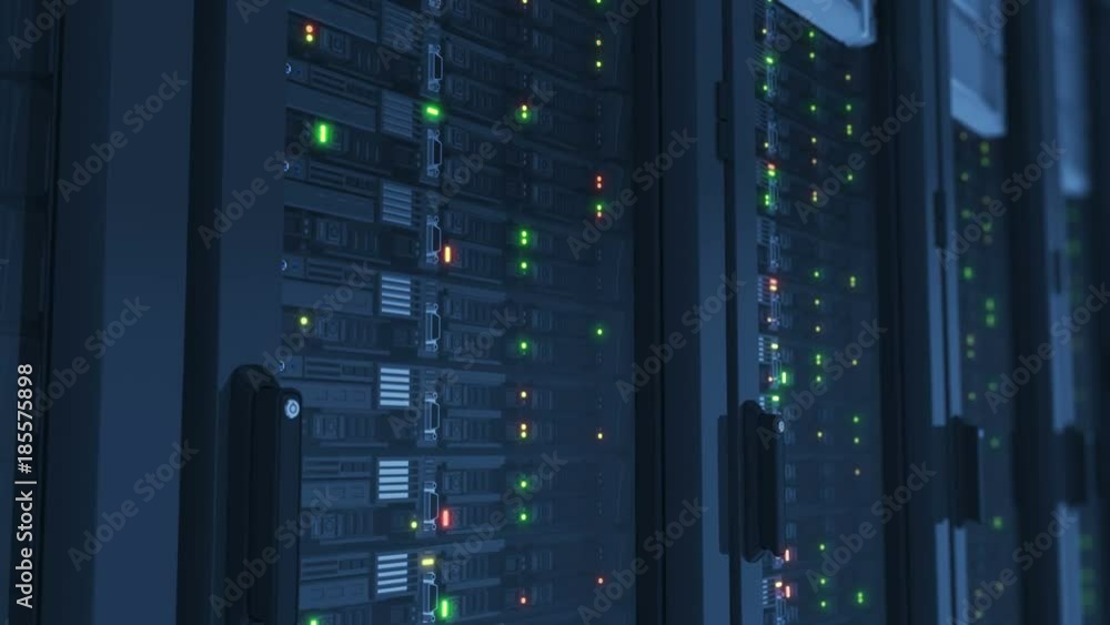 Beautiful Working Servers Close-up in Modern Data Center. Cloud Computing Data Storage Flashing Lights. Heavy 3d Rendering. Looped 3d animation. 4k Ultra HD 3840x2160. Beautiful Working Servers Close-up in Modern Data Center. Cloud Computing Data Storage Flashing Lights. Heavy 3d Rendering. Looped 3d animation. 4k Ultra HD 3840x2160.