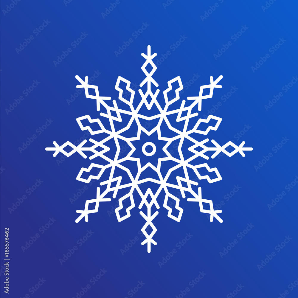 Snowflake Single Icon on Blue Vector Illustration Snowflake Single Icon on Blue Vector Illustration