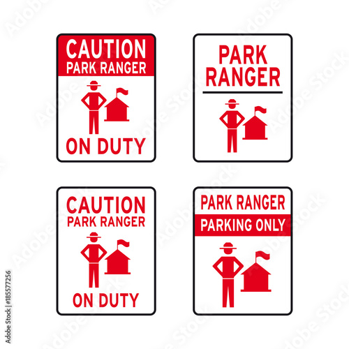 Caution park ranger sign set