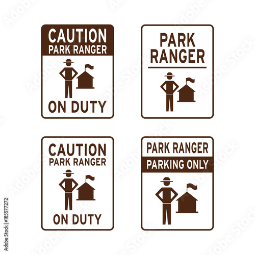 Caution park ranger sign set