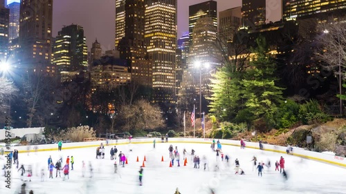 Central Park, New York City, Ice Skating Night Timelapse Video