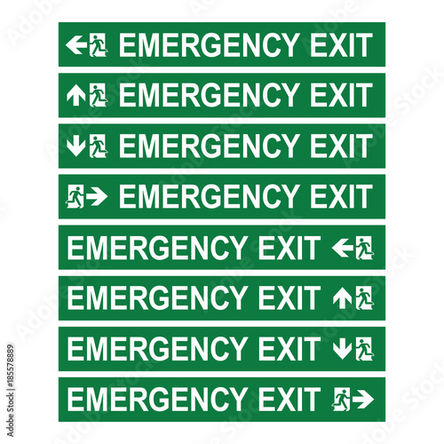 Fire exit emergency sign set