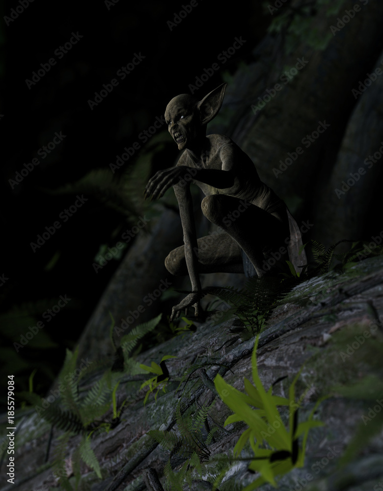 3d illustration of Scary monster out from the dark forest 3d illustration of Scary monster out from the dark forest