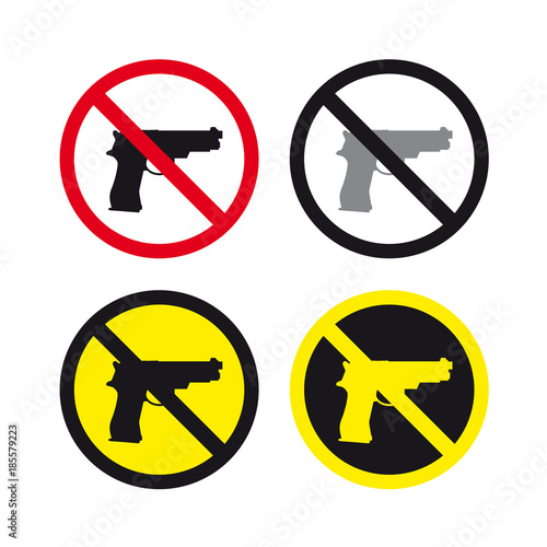 No firearms weapons or guns sign set