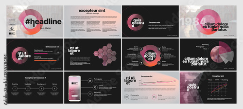 Dark Presentation Templates Element Vector Infographics. Use in Presentation, flyer and leaflet, corporate report, marketing, advertising, annual report, banner.