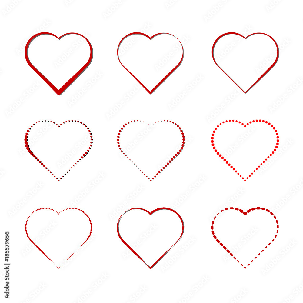 heart silhouette red with different thickness lines heart silhouette red with different thickness lines