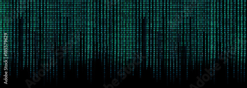 blue binary code matrix background wide banner photo