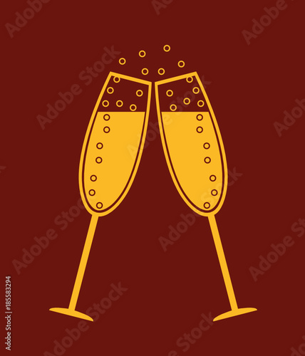 Two champagne glasses. Vector. Free space for text or advertising
