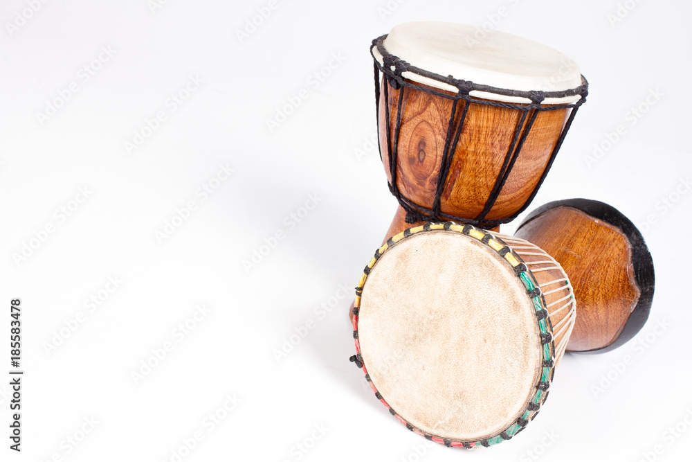 Fototapeta premium Two djemb drums isolated on white