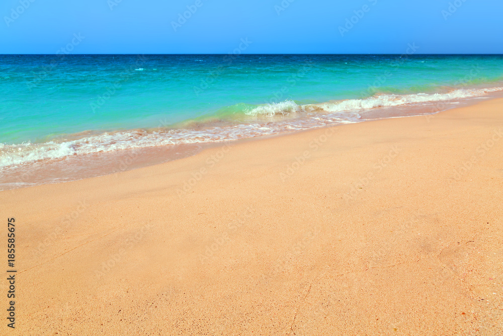 Fototapeta Tropikalna plażowa sceneria przy Morzem Karaibskim