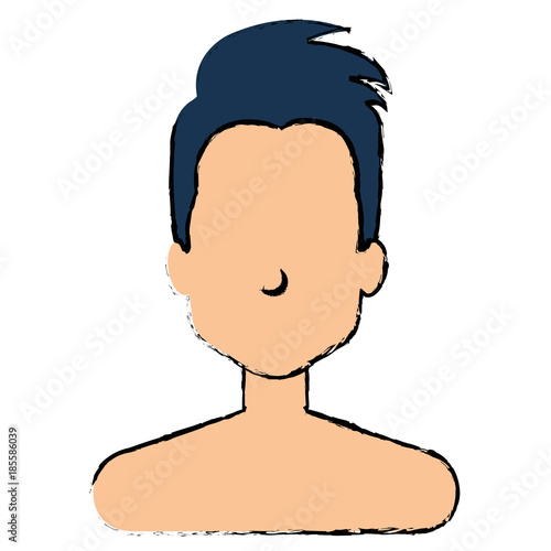 young man shirtless avatar character vector illustration design