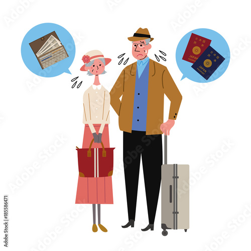 高齢夫婦　旅行　イラスト　
