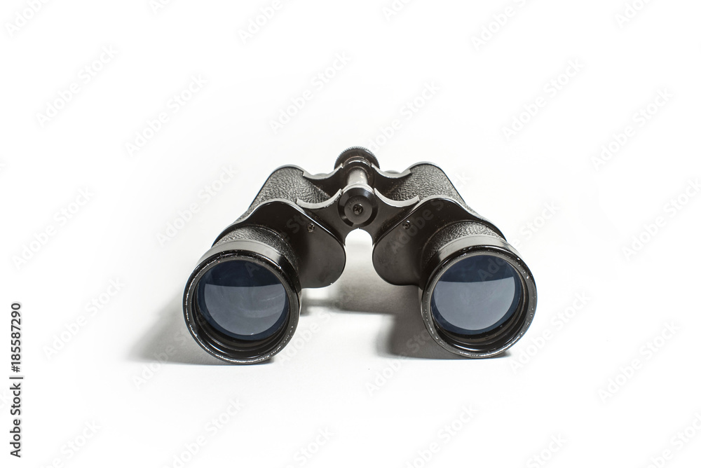 black binoculars on a white background black binoculars on a white background