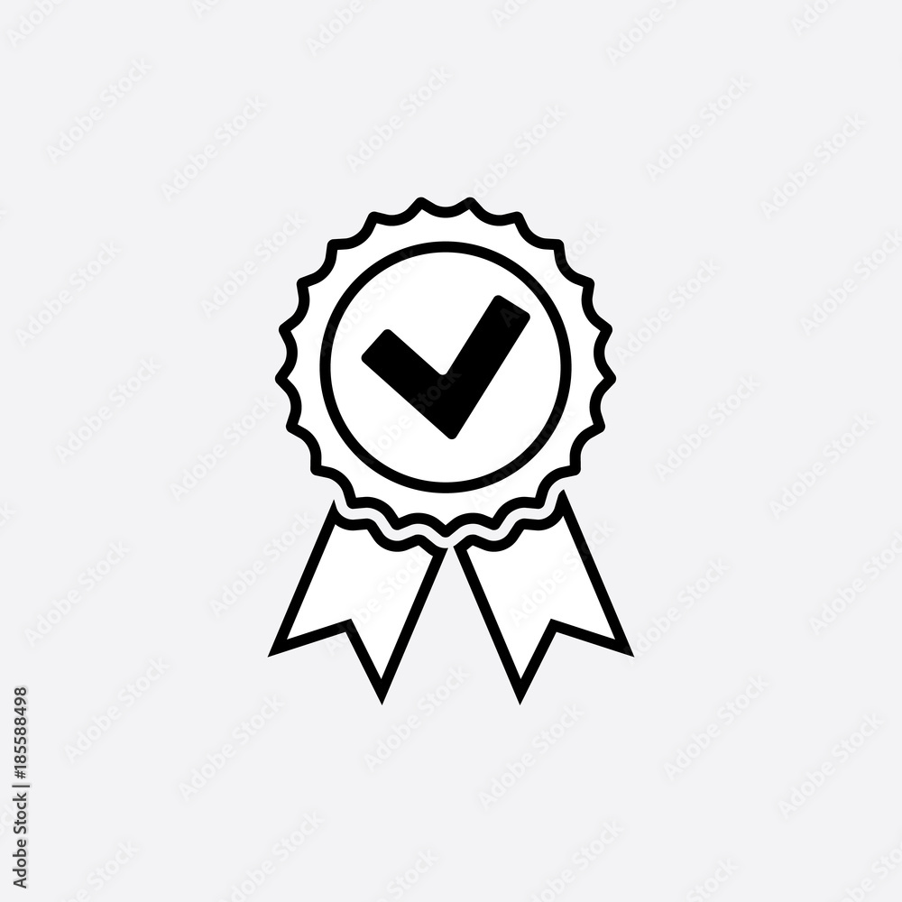 Approved or certified medal icon in a flat design. Rosette icon. Award vector Approved or certified medal icon in a flat design. Rosette icon. Award vector