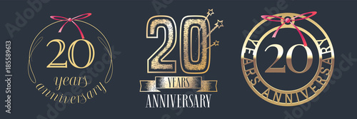 20 years anniversary vector icon, logo set