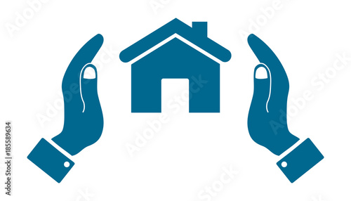 icons in the form of a house with human hand