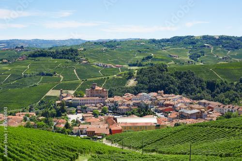 Barolo medieval town in Italy in a sunny day, Unesco heritage site