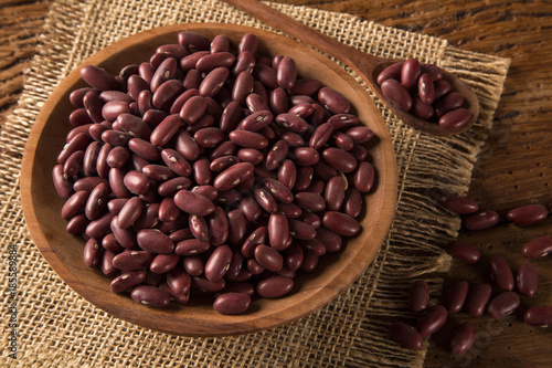 red beans on wooden background