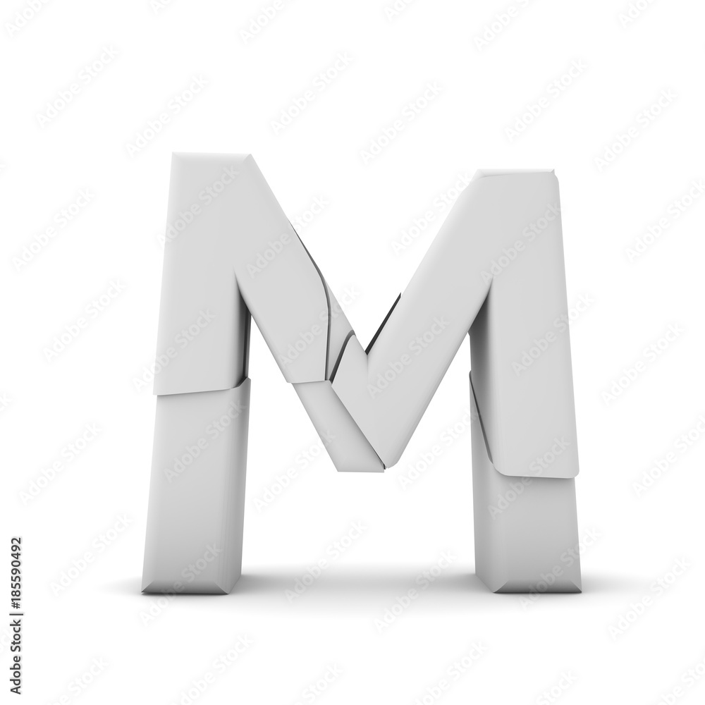 Letter M, Broken cracked font. 3D Rendering Letter M, Broken cracked font. 3D Rendering