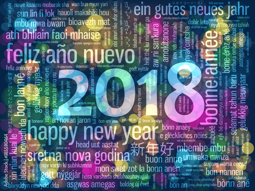 HAPPY NEW YEAR 2018 Tag Cloud Greeting Card 