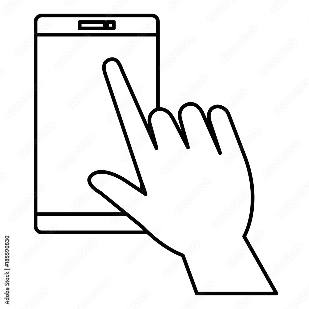 hand human with smartphone device vector illustration design hand human with smartphone device vector illustration design