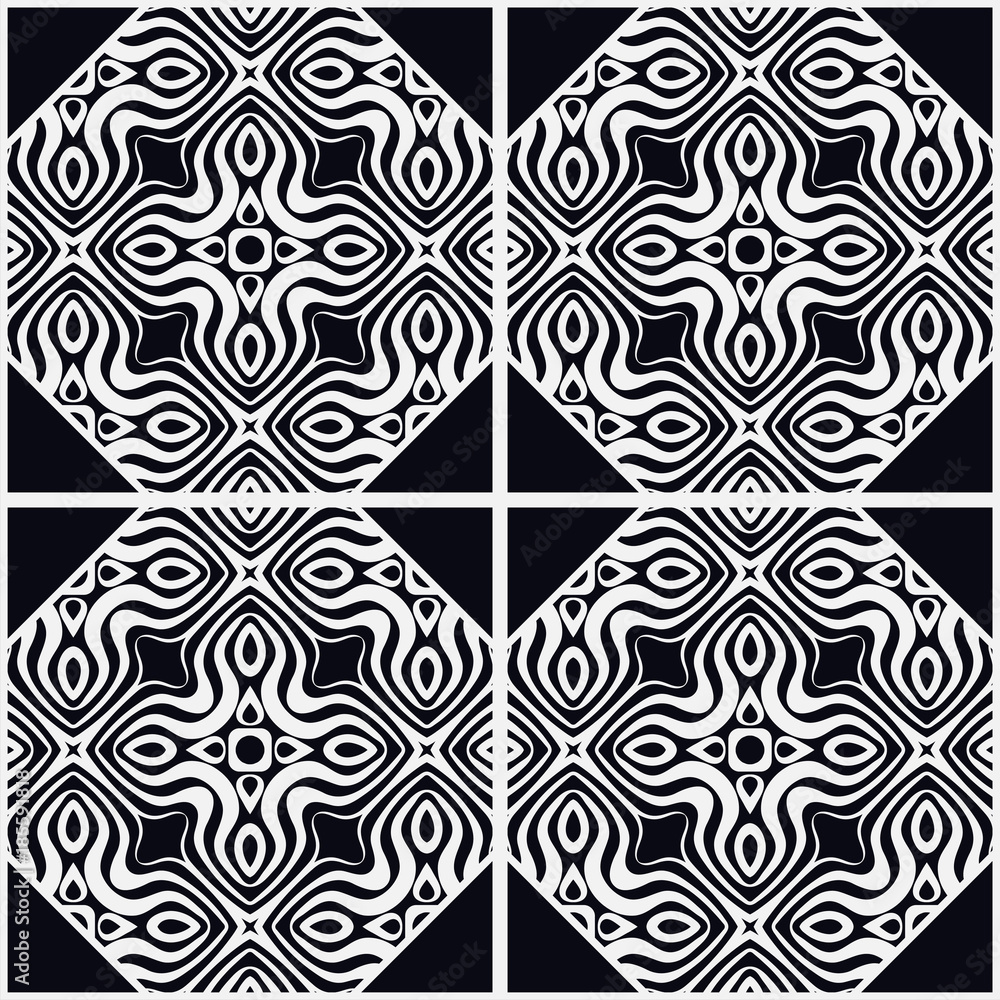 Abstract geometric seamless pattern. Black and white texture. Vector illustration
