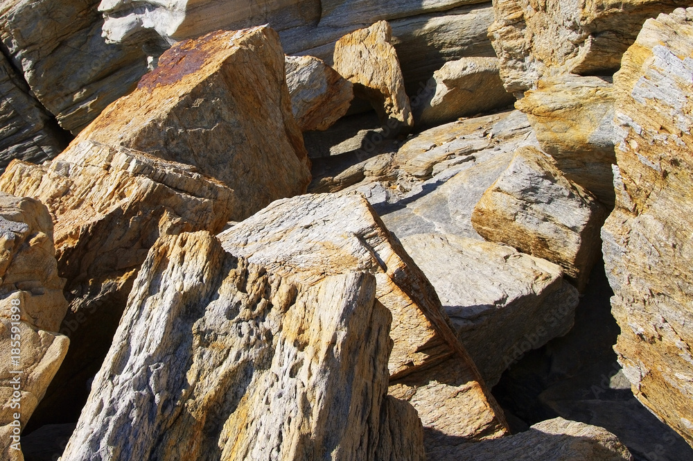 Structure of a stone. Rock splinters close up. Natural background