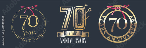 70 years anniversary vector icon, logo set