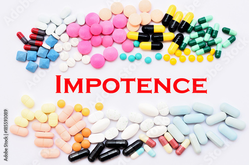 Drugs for impotence treatment, medical concept
