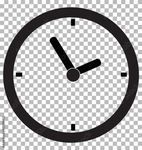 clock icon transparent background. clock symbol. flat style.