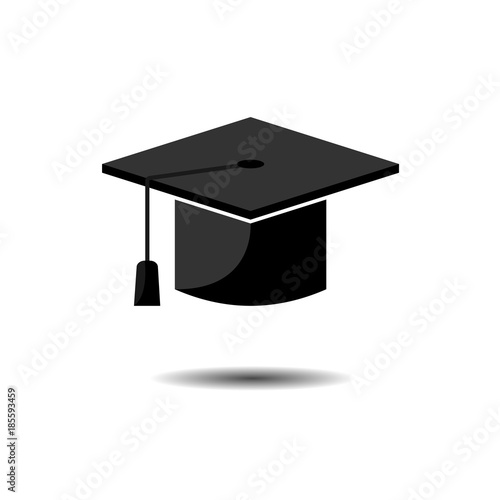 Vector illustration of graduation cap icon, education cap. Academical hat vector icons isolated.