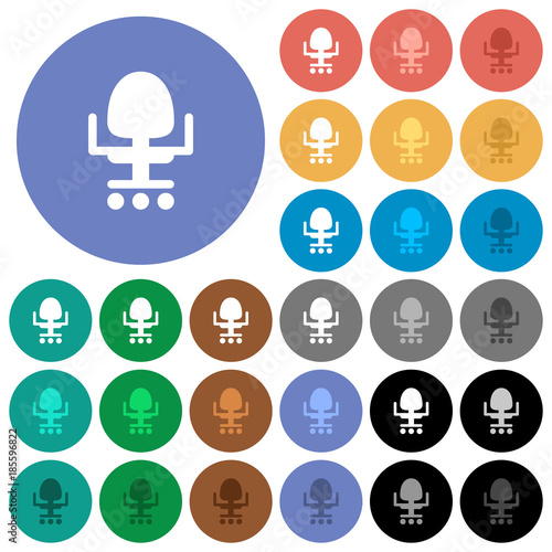 Office chair round flat multi colored icons