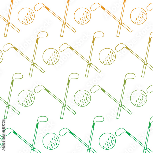 crossed golf club and ball sport game recreation pattern vector illustration