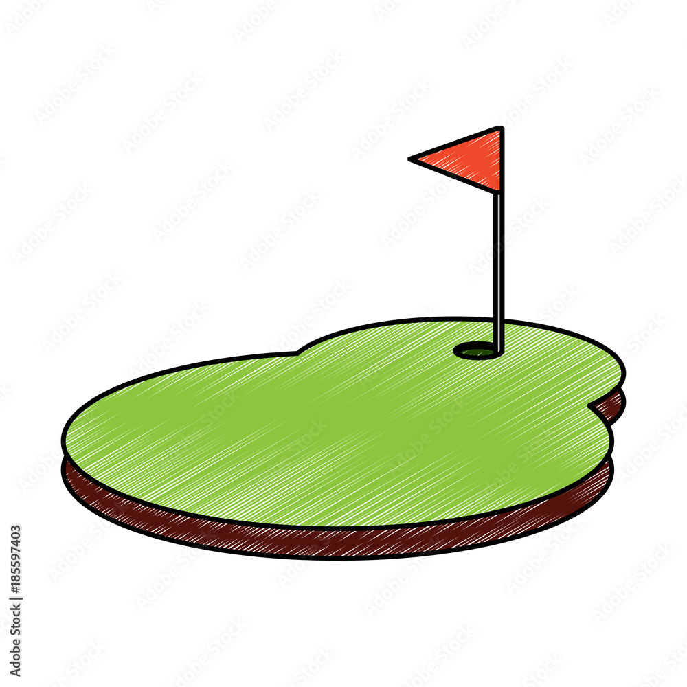 cartoon golf flag with hole grass field vector illustration cartoon golf flag with hole grass field vector illustration