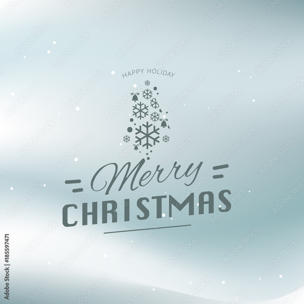 Merry christmas and Happy New Year greeting card typography flyer template with lettering. Poster, card, label, banner and reindeer design. Vector illustration