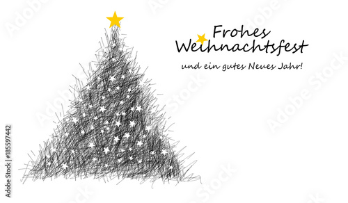 Wallpaper Mural Filigran gezeichnete Weihnachtskarte mit Christbaum als Illustration Torontodigital.ca